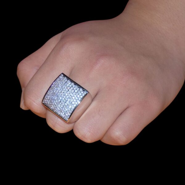 Oval Square Cubic Iced Out Diamond Ring