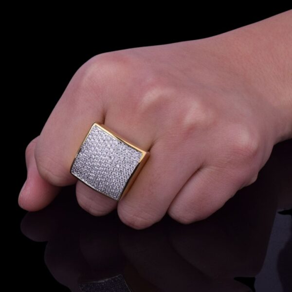 Oval Square Cubic Iced Out Diamond Ring