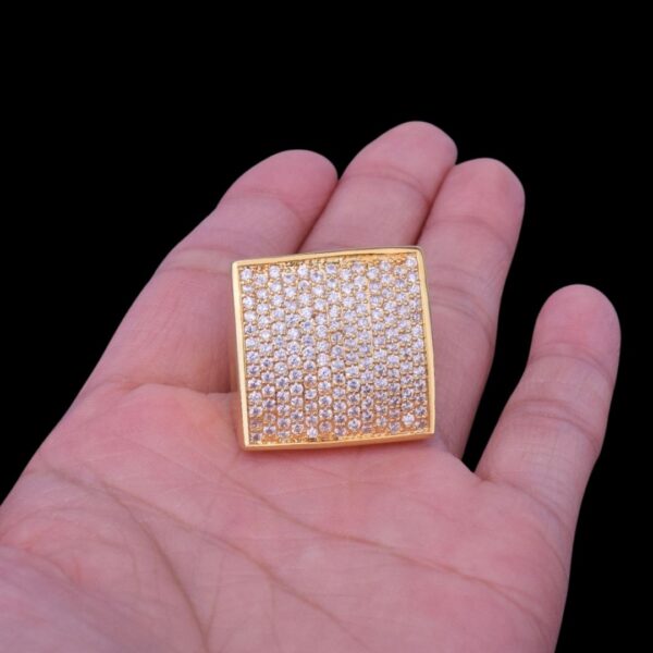 Oval Square Cubic Iced Out Diamond Ring
