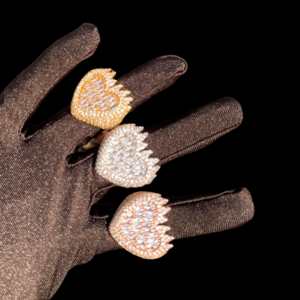 Flamy Heart Iced Out Diamond Ring