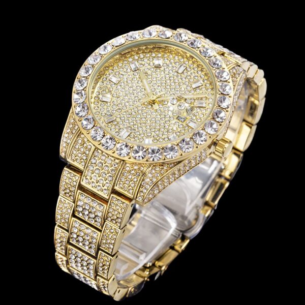 Double Diamond Baguette Numerals Iced Out Diamond Watch