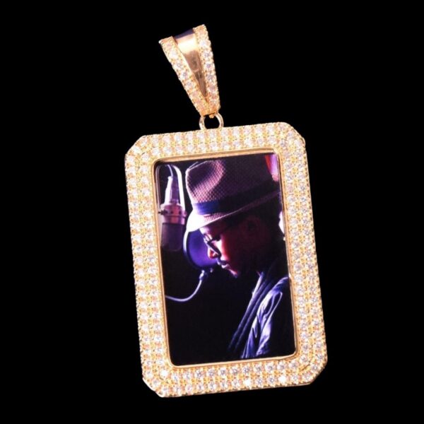 Double Tennis Rectangle Custom Photo Picture Pendant Necklace
