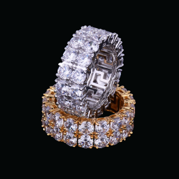 Tennis Two Rows Solitaire Couples Iced Out Diamond Ring