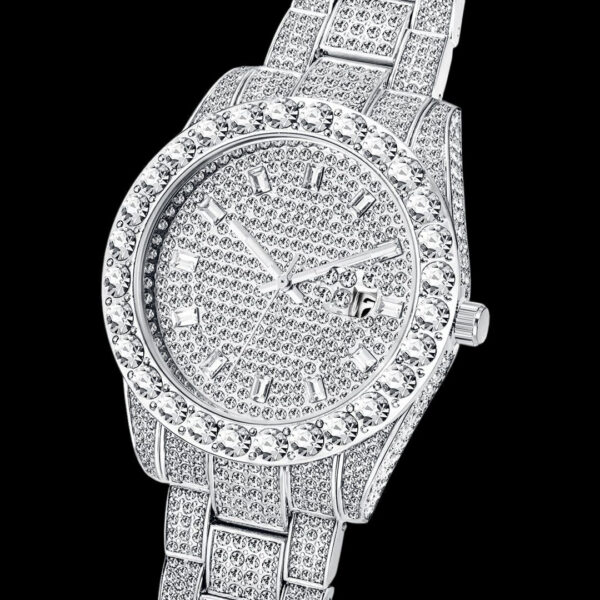 Double Diamond Baguette Numerals Iced Out Diamond Watch