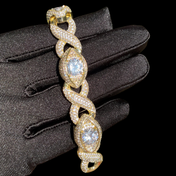 10MM Infinity Eye Cuban Link Iced Out Diamond Bracelet