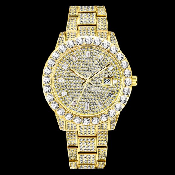 Double Diamond Baguette Numerals Iced Out Diamond Watch