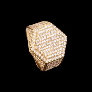 Hexagon Iced Out Diamond Ring