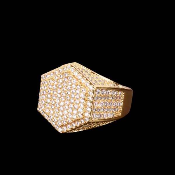 Hexagon Iced Out Diamond Ring