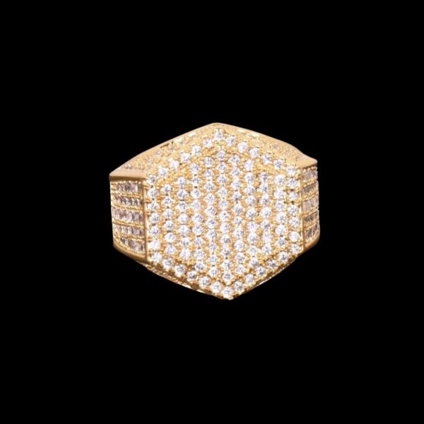 Hexagon Iced Out Diamond Ring