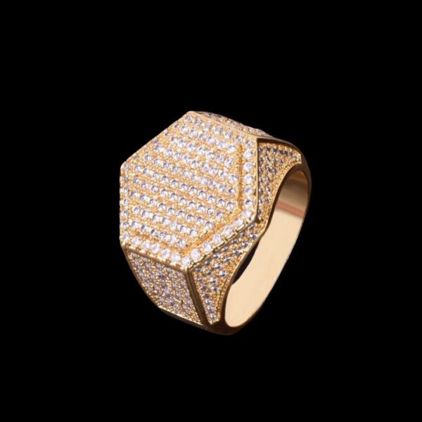 Hexagon Iced Out Diamond Ring