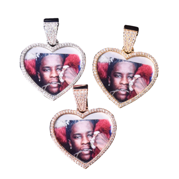 Heart Tennis Bail Solid Back Custom Photo Picture Pendant Necklace