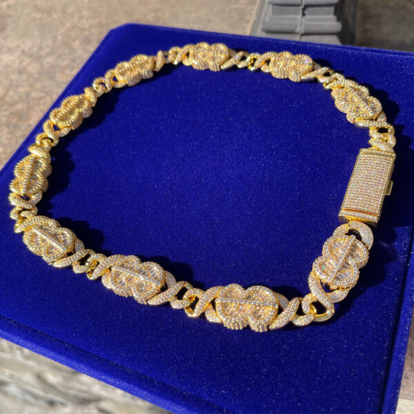 10MM Dollar Sign and Infinity Link Iced Out Diamond Necklace Chain