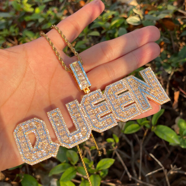 Special Blue Iced Out Personalized Custom Name Necklace Pendant