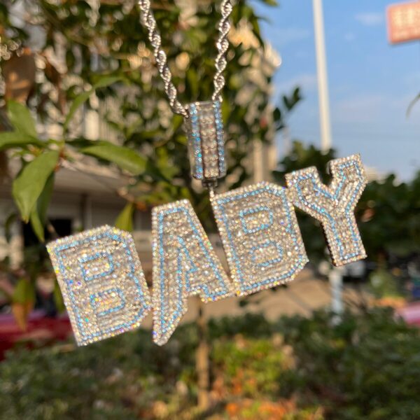 Special Blue Iced Out Personalized Custom Name Necklace Pendant