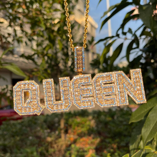 Special Blue Iced Out Personalized Custom Name Necklace Pendant