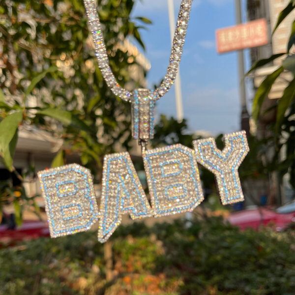 Special Blue Iced Out Personalized Custom Name Necklace Pendant