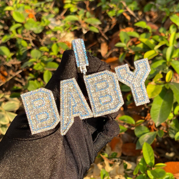 Special Blue Iced Out Personalized Custom Name Necklace Pendant
