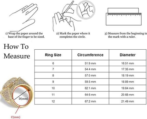 Oval Square Cubic Iced Out Diamond Ring