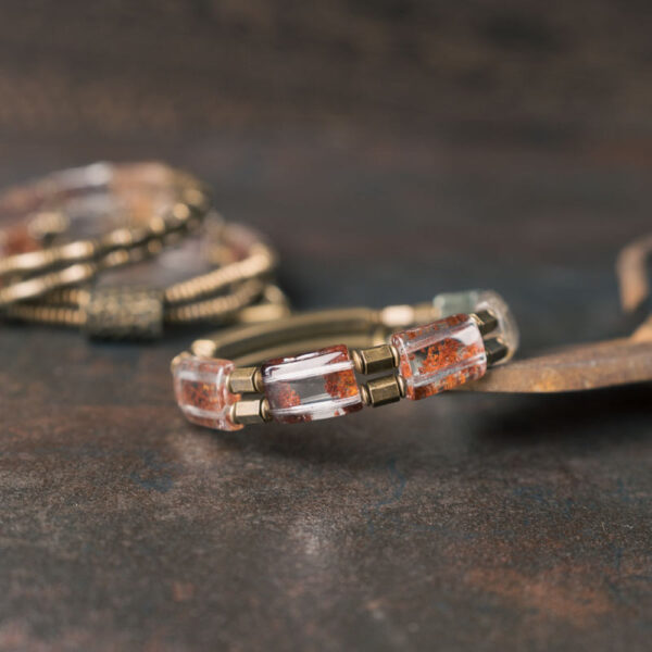 Echo Stone Phantom Quartz Brass Bracelet