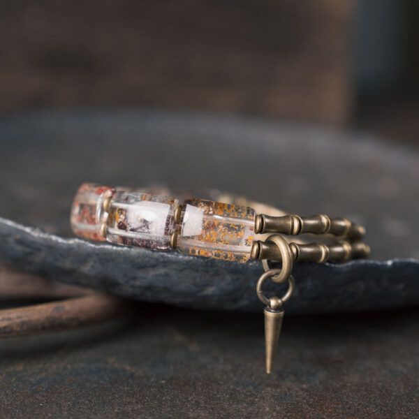 Timeless Veil Phantom Quartz Brass Bracelet