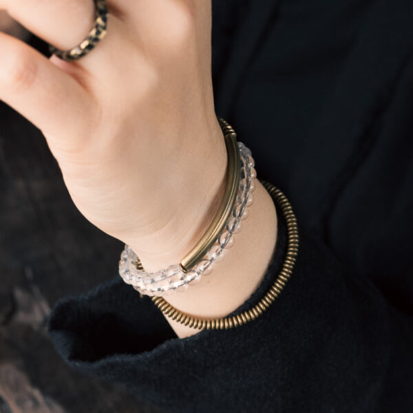 Crystal Clarity Healing Bracelet – Handcrafted Clear Quartz Brass