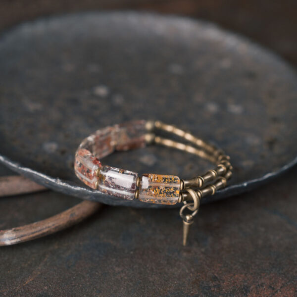 Timeless Veil Phantom Quartz Brass Bracelet
