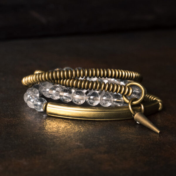 Crystal Clarity Healing Bracelet – Handcrafted Clear Quartz Brass