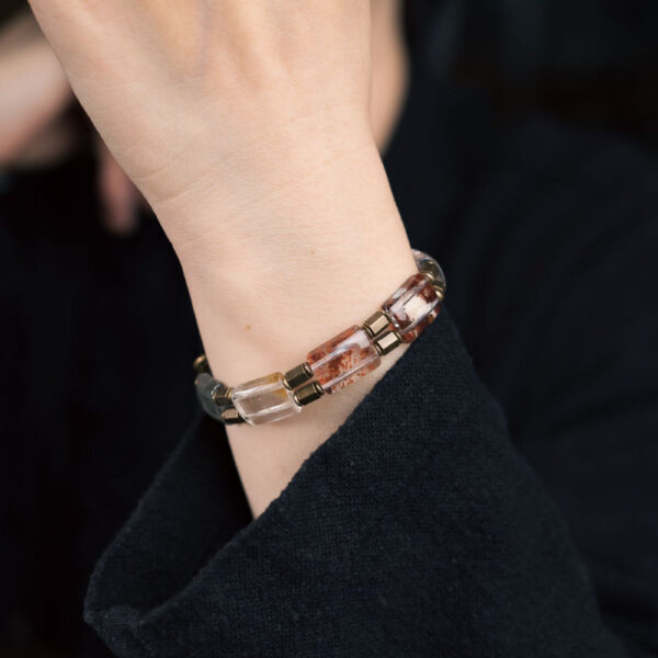 Echo Stone Phantom Quartz Brass Bracelet