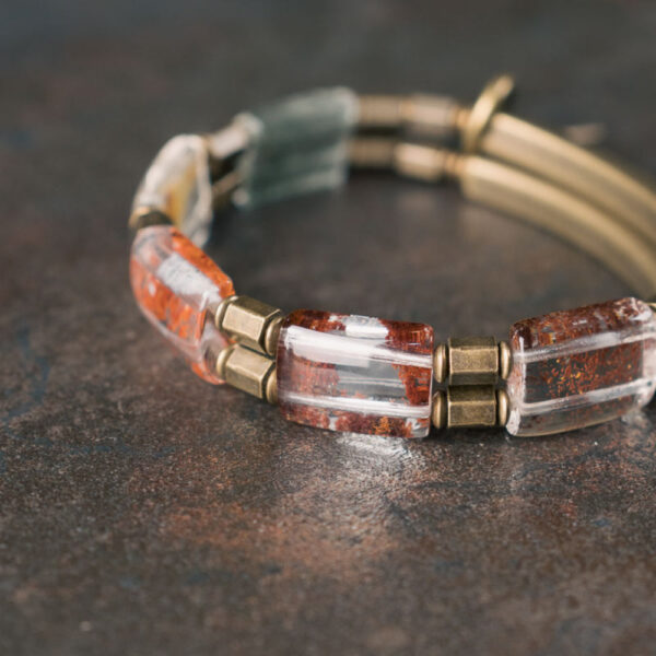Echo Stone Phantom Quartz Brass Bracelet