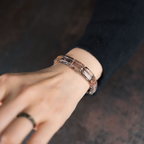 Timeless Veil Phantom Quartz Brass Bracelet