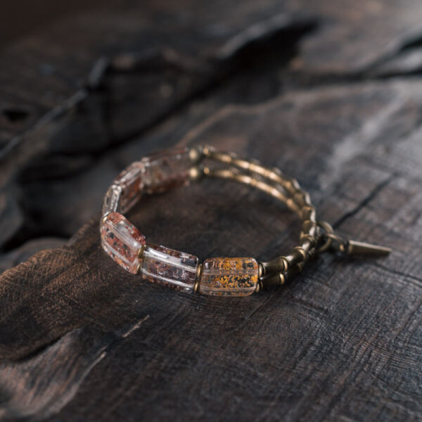 Timeless Veil Phantom Quartz Brass Bracelet