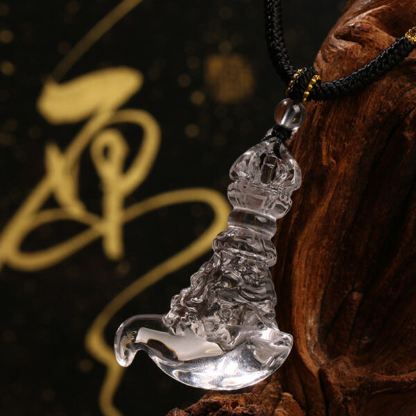 Clear Quartz Vajra Dagger Protective Pendant