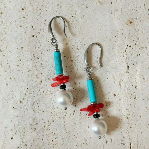Lucky Energy Pearl and Agate Dangle Earrings