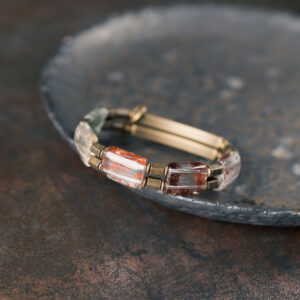Echo Stone Phantom Quartz Brass Bracelet